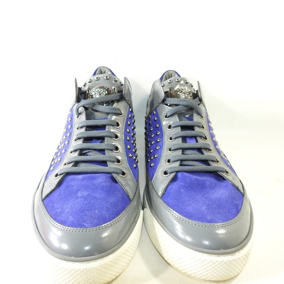 Versace Medusa Sz 12 Blue Gray Sneaker Mens L3D25 - Picture 5 of 8